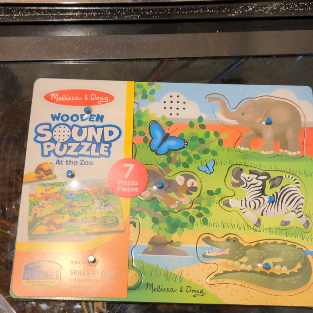 Melissa and Doug wooden sound puzzle at the zoo